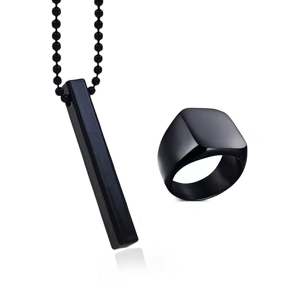 Saizen black vertical bar pendant with ring for boys and mens Roposo Clout