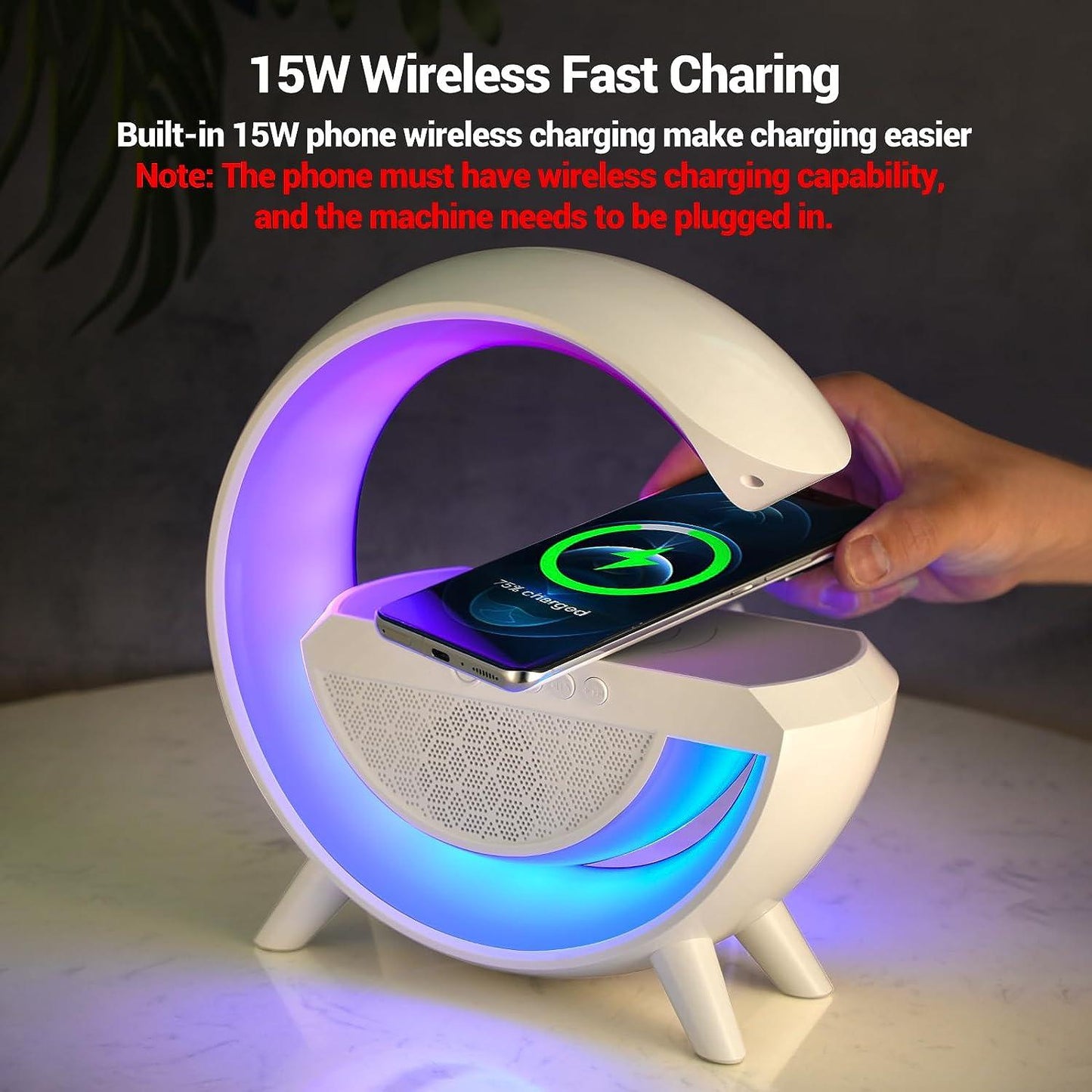 Wireless Charging Atmosphere Lamp with Bluetooth Speaker Roposo Clout