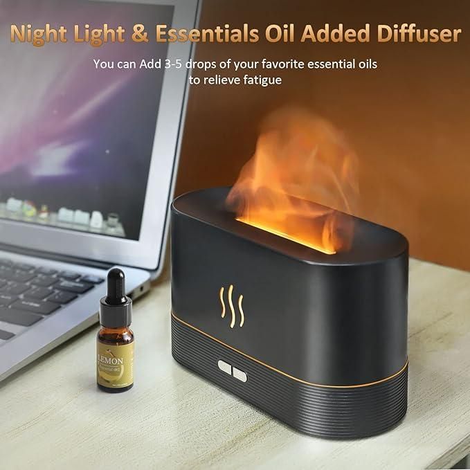 Plastic Flame Diffuser Brightness Humidifier-Auto Off Essential Oil-2 Modes Roposo Clout