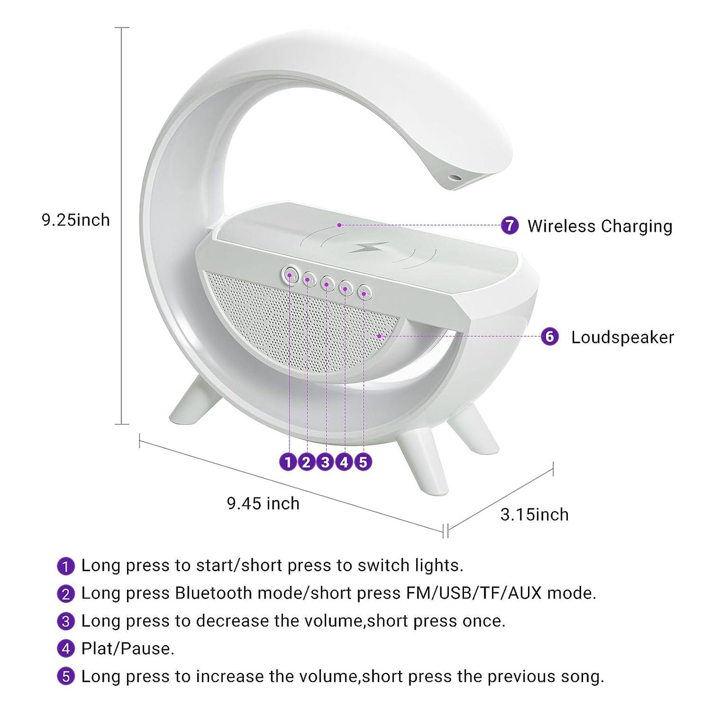 Wireless Charging Atmosphere Lamp with Bluetooth Speaker Roposo Clout