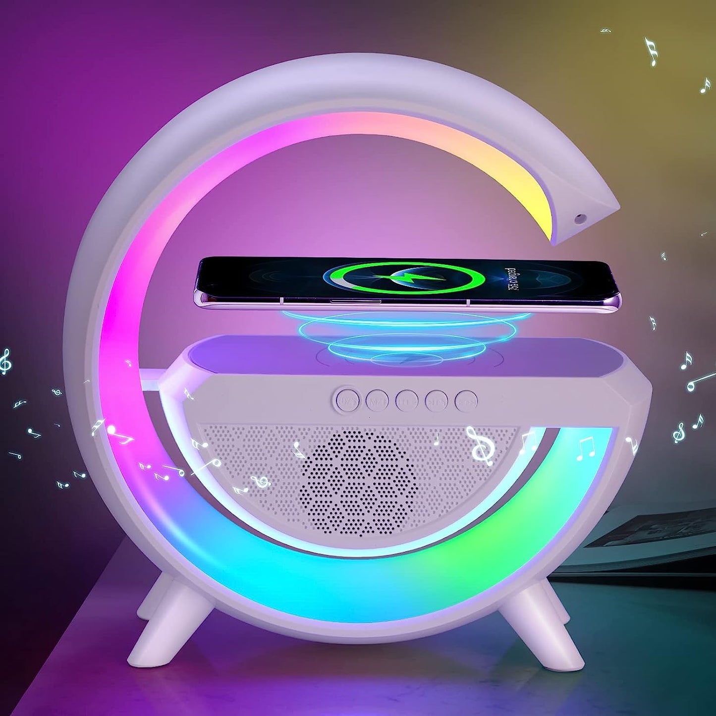 Speaker Lamp - APP Control 3 in 1 Multi-Function Bluetooth Speaker with Wireless Fast Charging SourceInfi