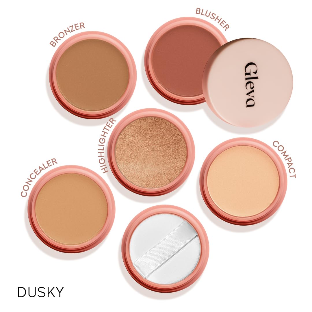 Gleva 5 In 1 Makeup stack WIth Concealer, Bronzer, Blusher, Compact & Highlighter SourceInfi