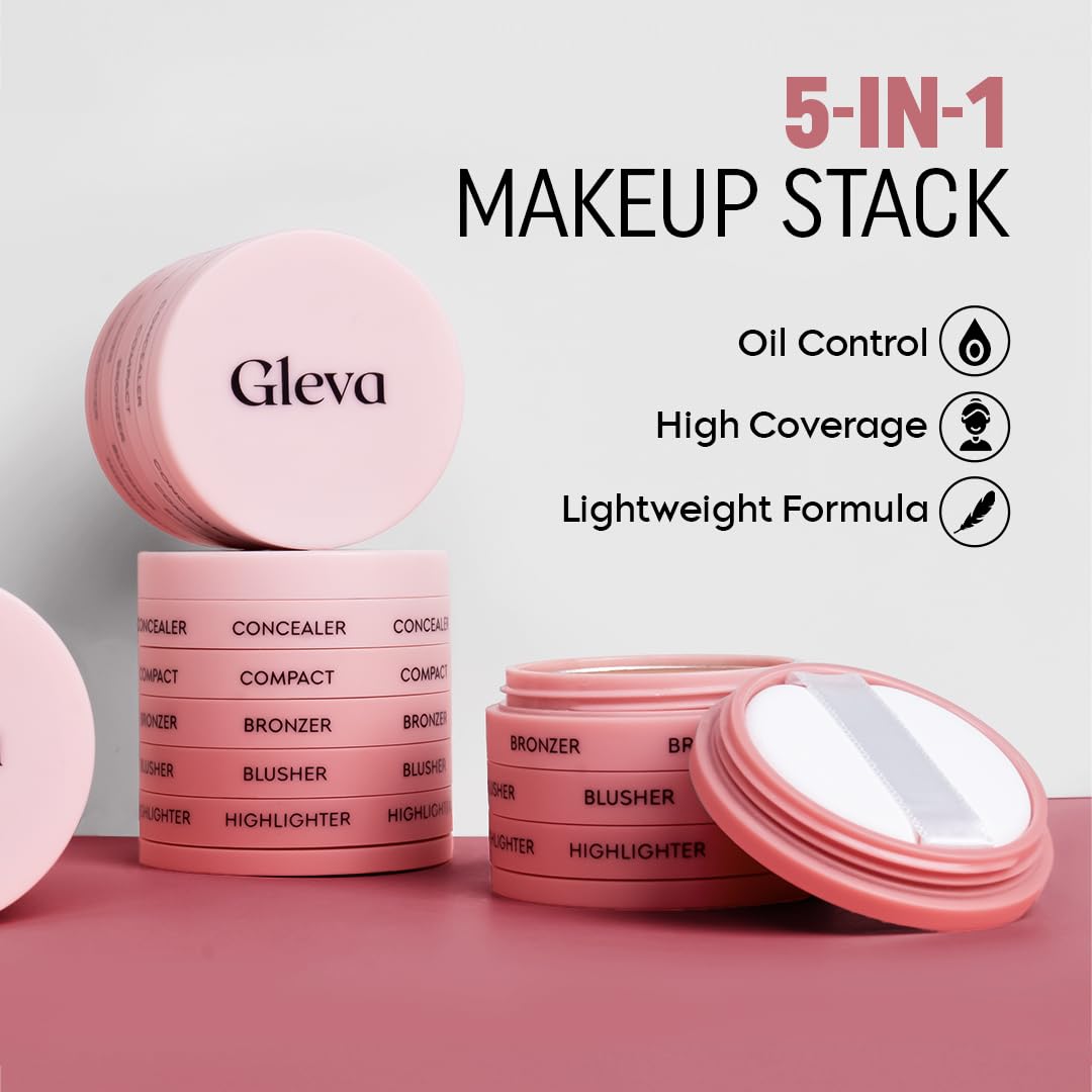 Gleva 5 In 1 Makeup stack WIth Concealer, Bronzer, Blusher, Compact & Highlighter SourceInfi