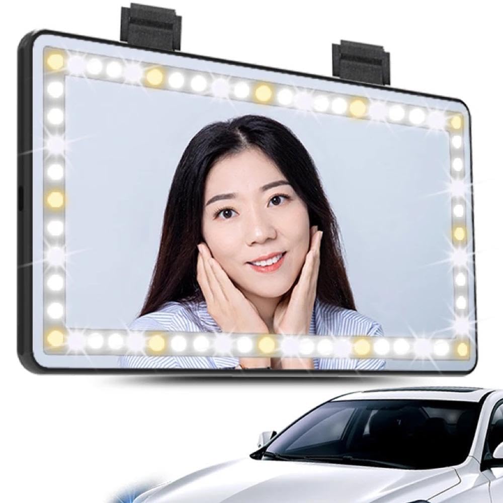 Car Vanity Mirror, Makeup Mirror with 3 Light Modes and 60 LEDs SourceInfi