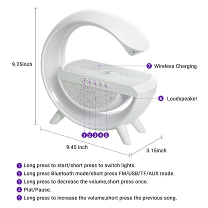 Speaker Lamp - APP Control 3 in 1 Multi-Function Bluetooth Speaker with Wireless Fast Charging SourceInfi