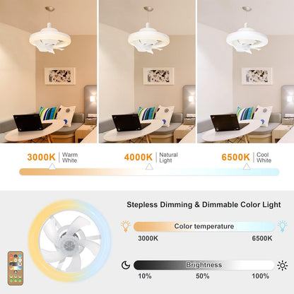 Ceiling Fan with LED Light, Remote Control, 3 Color SourceInfi