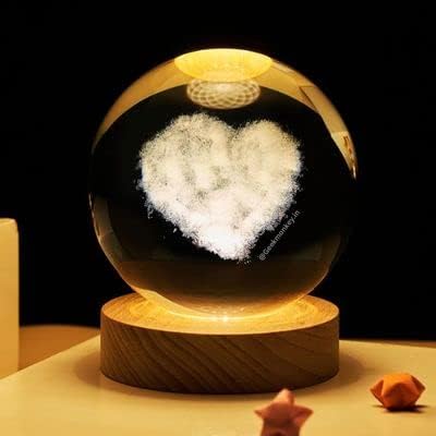 3D Heart Cloud Crystal Ball Night Lamp SourceInfi