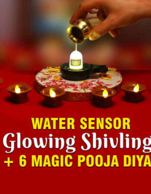 Water Sensor Shivling + 6 Diya