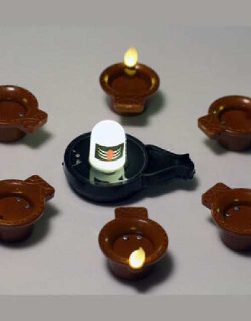 Water Sensor Shivling + 6 Diya