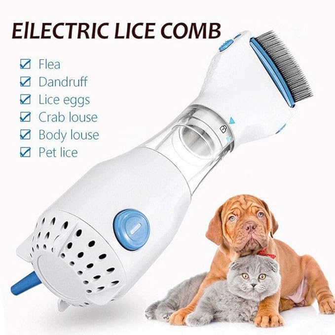 Electric Flea Lice Removal Comb Tool with 3 Capture Filters for Pet Dog and Cat